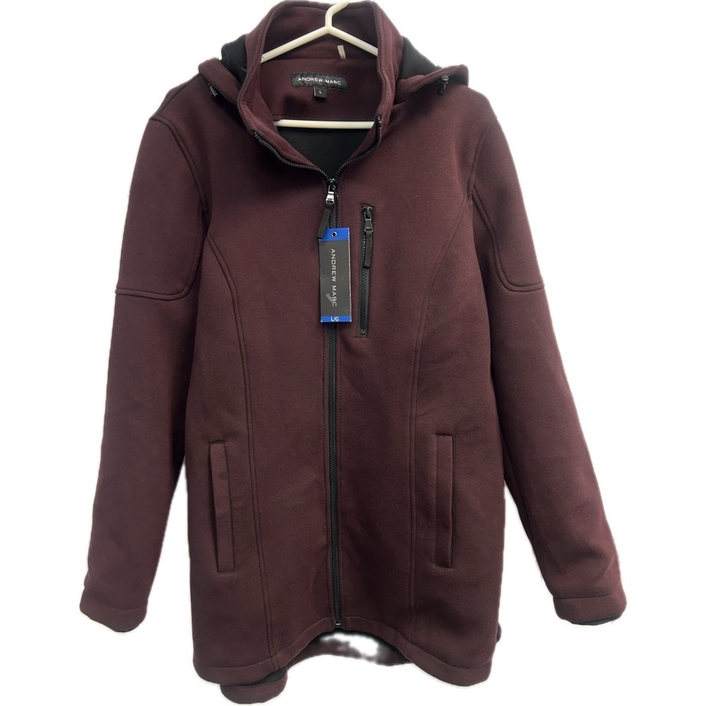 NWT Andrew Marc Soft Shell Full Zip Detachable Hood Full Zip Jacket Size L